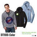 Printed Young Men's District  Lightweight Jersey Full Zip Hoodie (Color)